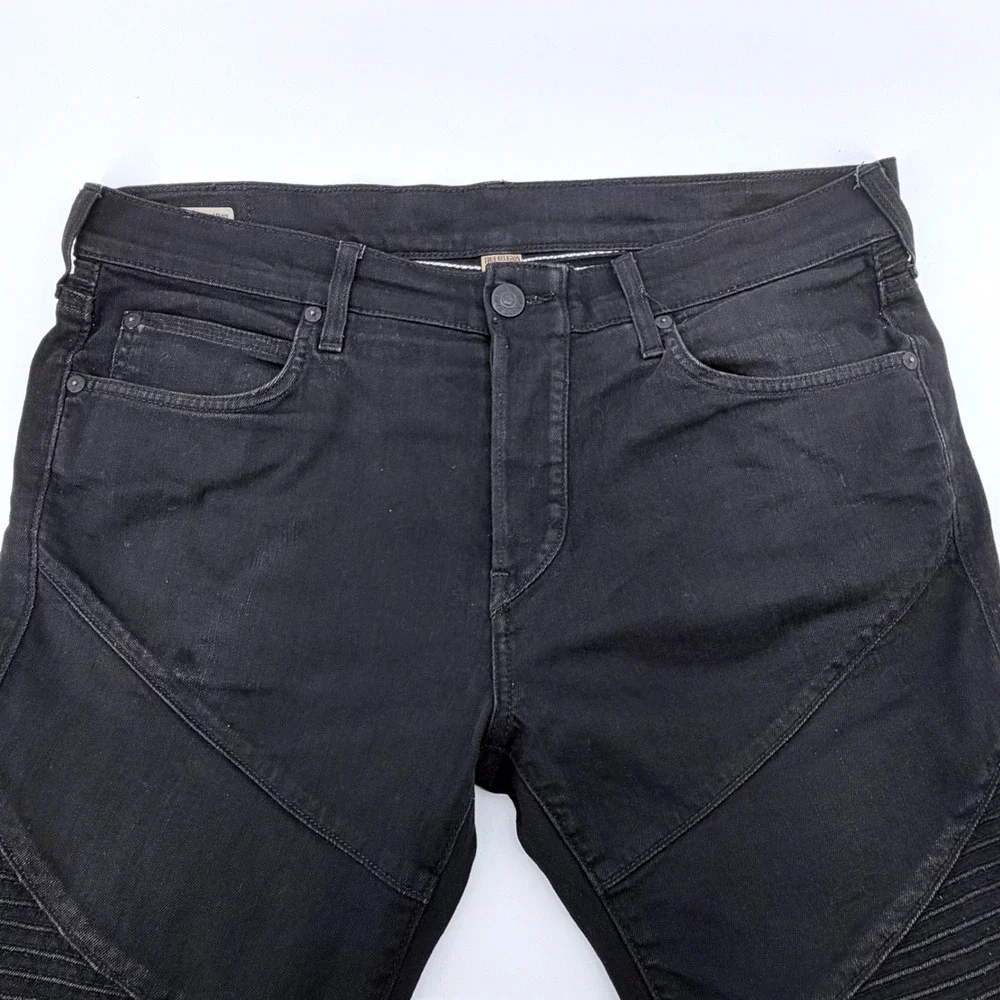 True Religion Rocco Moto Jeans Mens 34 Black Relaxed Skinny Skater Biker Moto